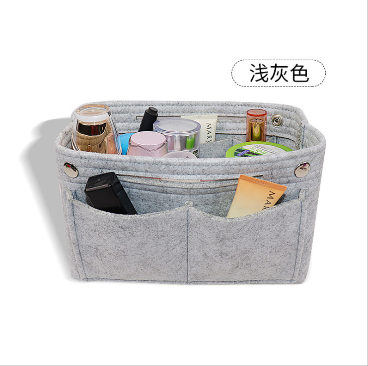 Picture of Factory wholesale felt cosmetic bag multi-functional Women's Travel liner bag large capacity felt snap storage bag