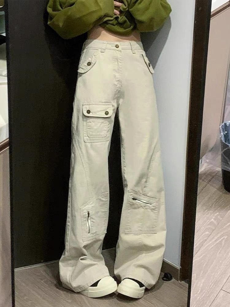 American Style Retro High Waist Micro-Lar Jeans Women's 2024 Autumn and Winter New Design Niche Loose Casual Wide Leg Pants