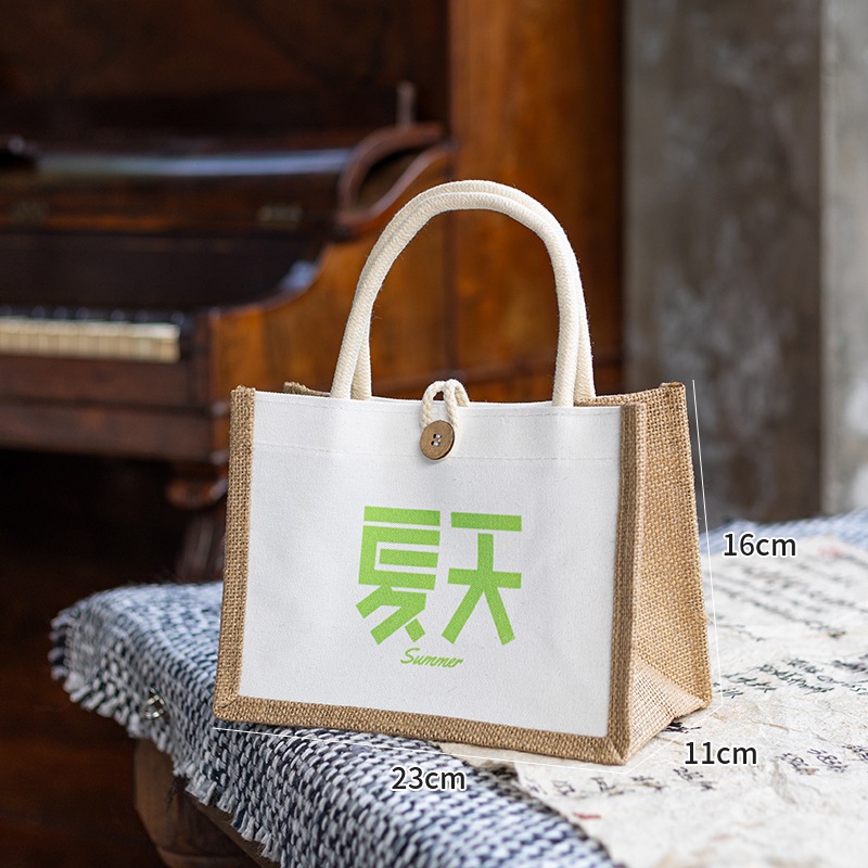 Stitching canvas bag printed logo tote bag linen bag hand gift environmental protection commuter students go out gift bag