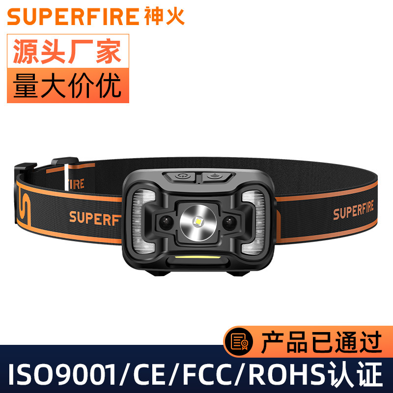 Shenhuo cross-border HL16 night fishing light manufacturers wholesale 45 degree rotating strong light USB charging led induction headlight