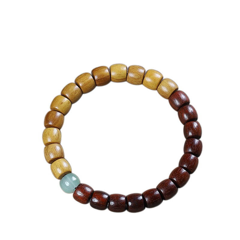 Picture of Sandalwood Straight Cut Barrel Beads Bracelet Sandalwood Rosewood Stitching Two-color Bracelet Ethnic Style Personalized Buddha Beads Literary Play Jewelry