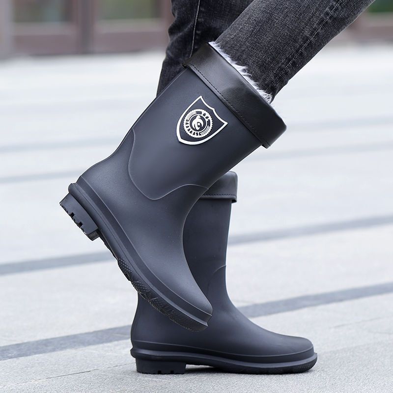 Picture of Rain boots 39-48 size medium simple waterproof drawstring extra large size men's and women's medium warm waterproof fleece-lined detachable non-slip women's boots