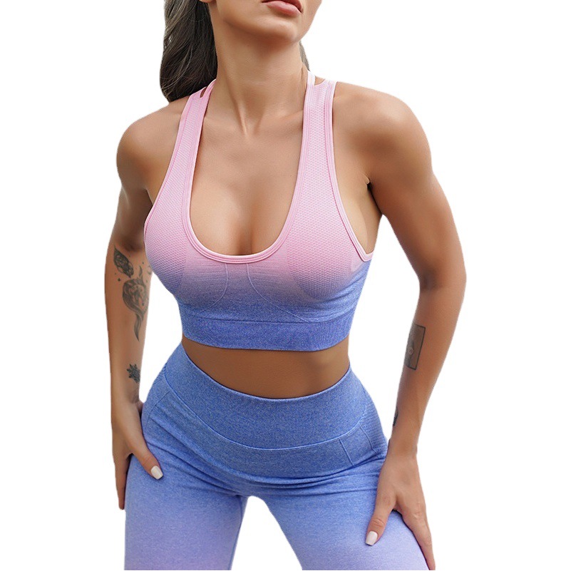 European and American Seamless Yoga Clothing Women's Fitness suit High Waist Hip-lifting Fitness Pants Tie-dyed Sports Vest Running Shorts