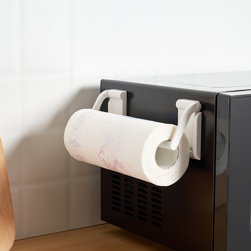 Picture of Japanese Kitchen Magnetic Tissue Rack Wall-Mounted Paper Roller Rack Punch-Free Refrigerator Side Preservation Bag Film Storage Rack