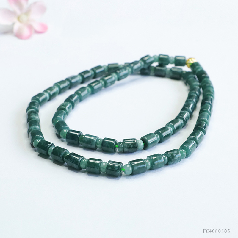 As soon as Yu natural jade bead chain A goods jade blue bucket bead necklace chain wholesale generation FC4080305