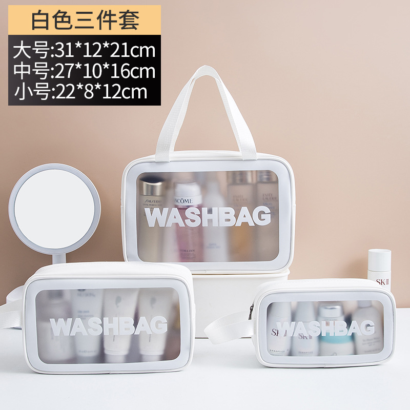 Picture of PVC Transparent Cosmetic Bag Simple Large Capacity Bath Bag PU Waterproof Portable Toiletry Bag Portable Travel Storage Bag