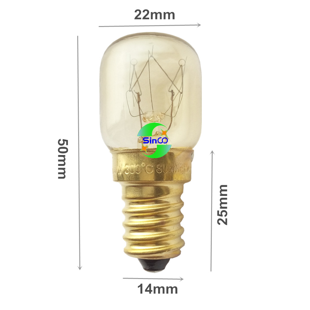 Picture of T22 T25 120V 15W 25W E14 American Brass Oven Salt Lamp High Temperature Microwave Oven Bulb