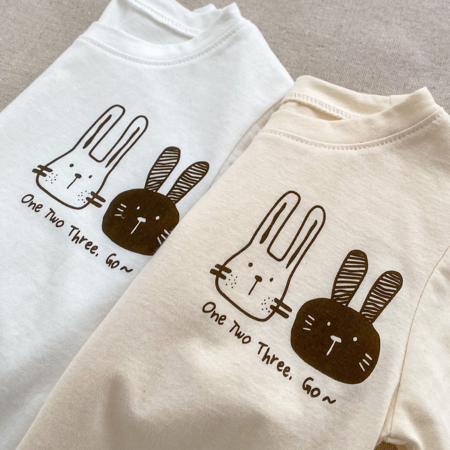 Picture of Baby Clothes Short-sleeved T-shirt New Style Summer 1-3 Years Old Baby Girl Base Shirt Thin Rabbit Print All-match Top