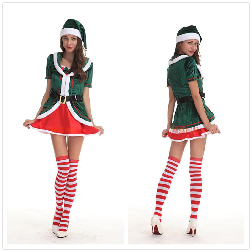 Christmas cosplay costume female adult red Green Christmas costume ds bar party masquerade costume
