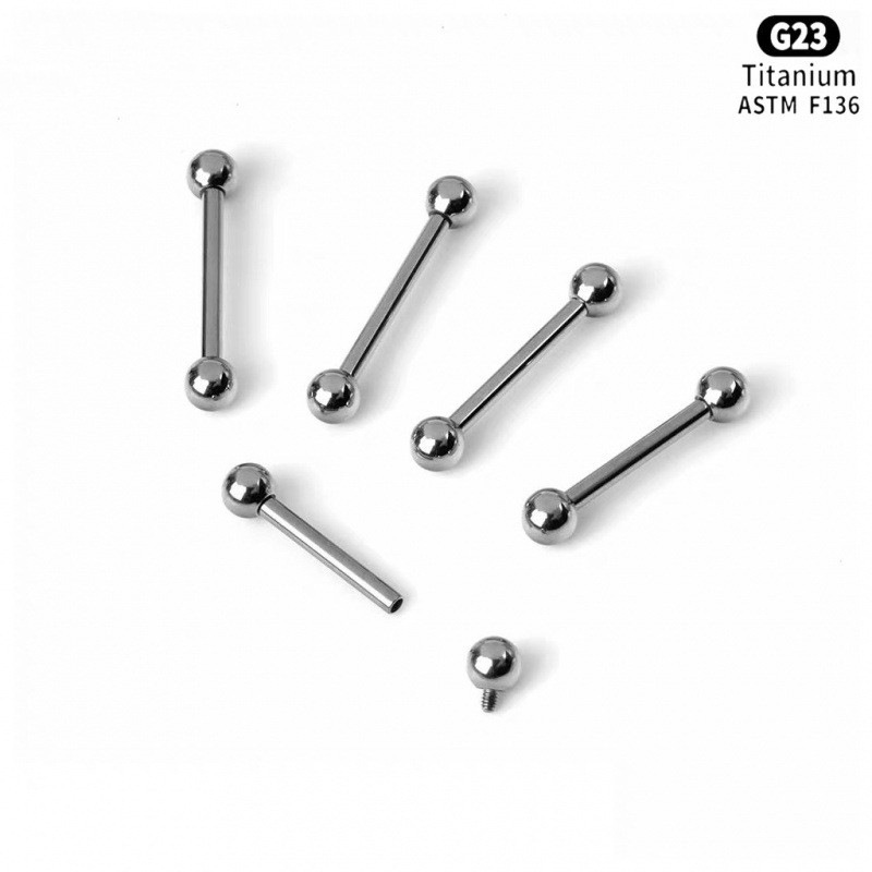 Cross-border G23 titanium alloy internal thread tongue nail internal thread ear studs eyebrow nail titanium anti-allergy straight Rod Bridge jewelry puncture