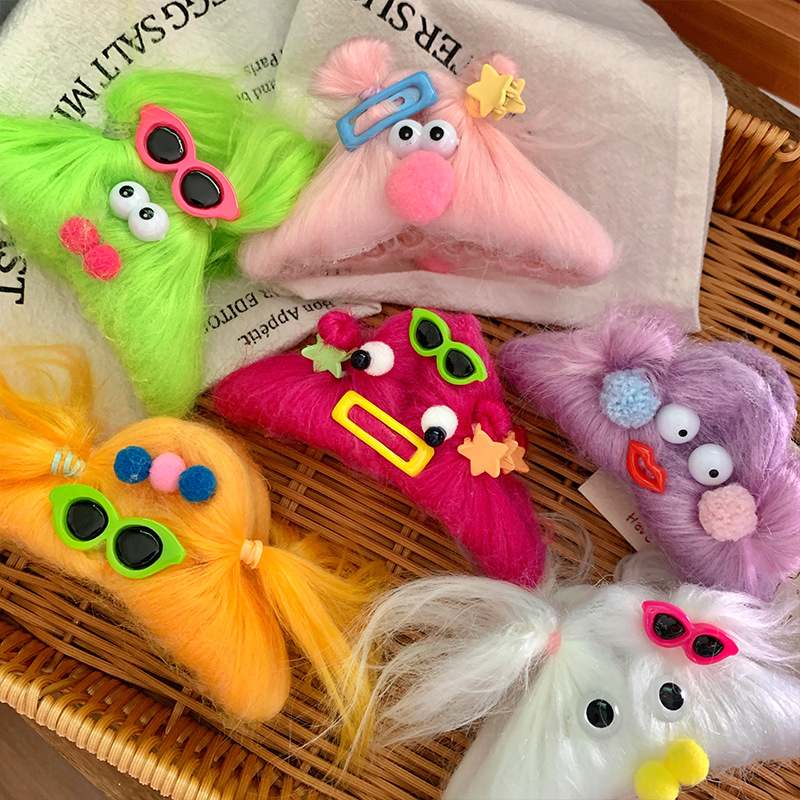 New style thick lips ugly cute doll Internet celebrity same style hair clip hair accessories colorful plush doll funny vitality hairpin