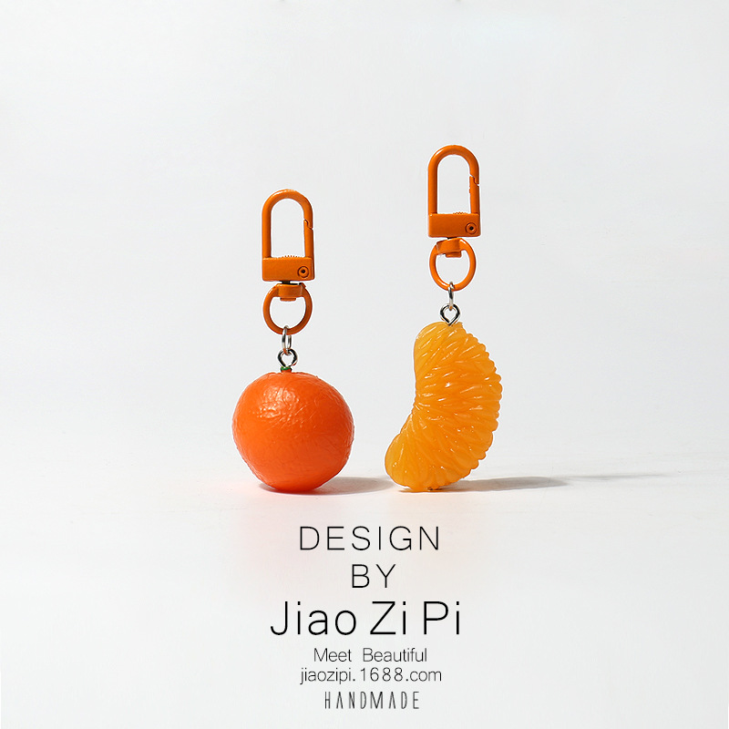 Picture of Super simulation fruit orange key chain fun pendant all-match simple bag small ornaments mini cute accessories