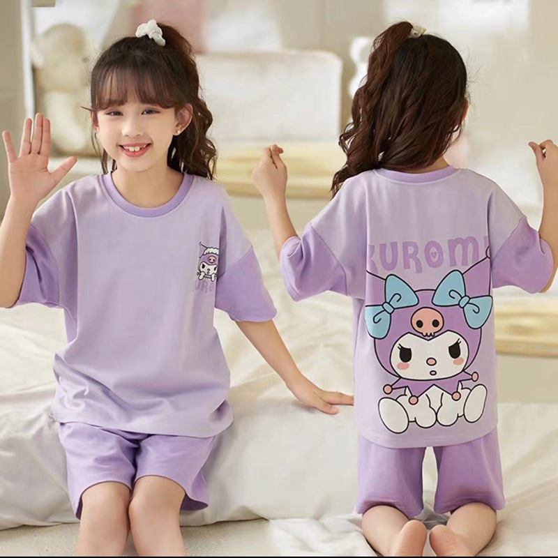Picture of New Style Pajamas for Girls Summer Thin Air Conditioning Home Clothes for Girls 2024 New Style Short Sleeve Suit for Summer Outer Wear
