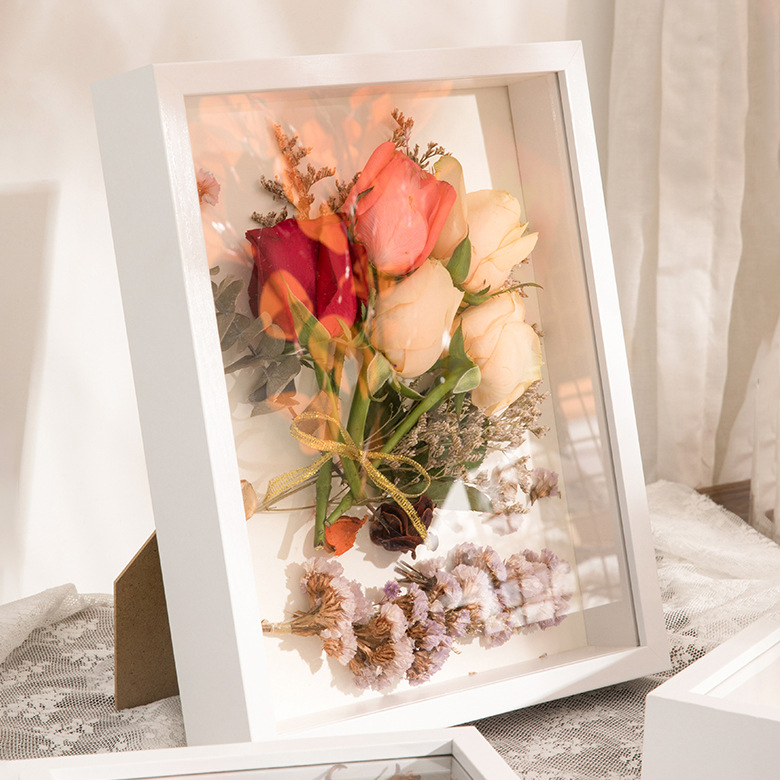 Picture of Stereo Hollow 3CM Dried Flower Photo Frame Table Creative Handmade DIY Paper Shell Frame Butterfly Specimen Mounted Frame