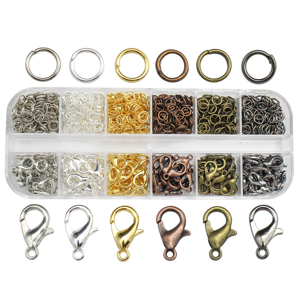 Cross border hot sale wholesale 6 color metal lobster clasp iron ring jewelry small accessories boxed DIY bracelet necklace accessories