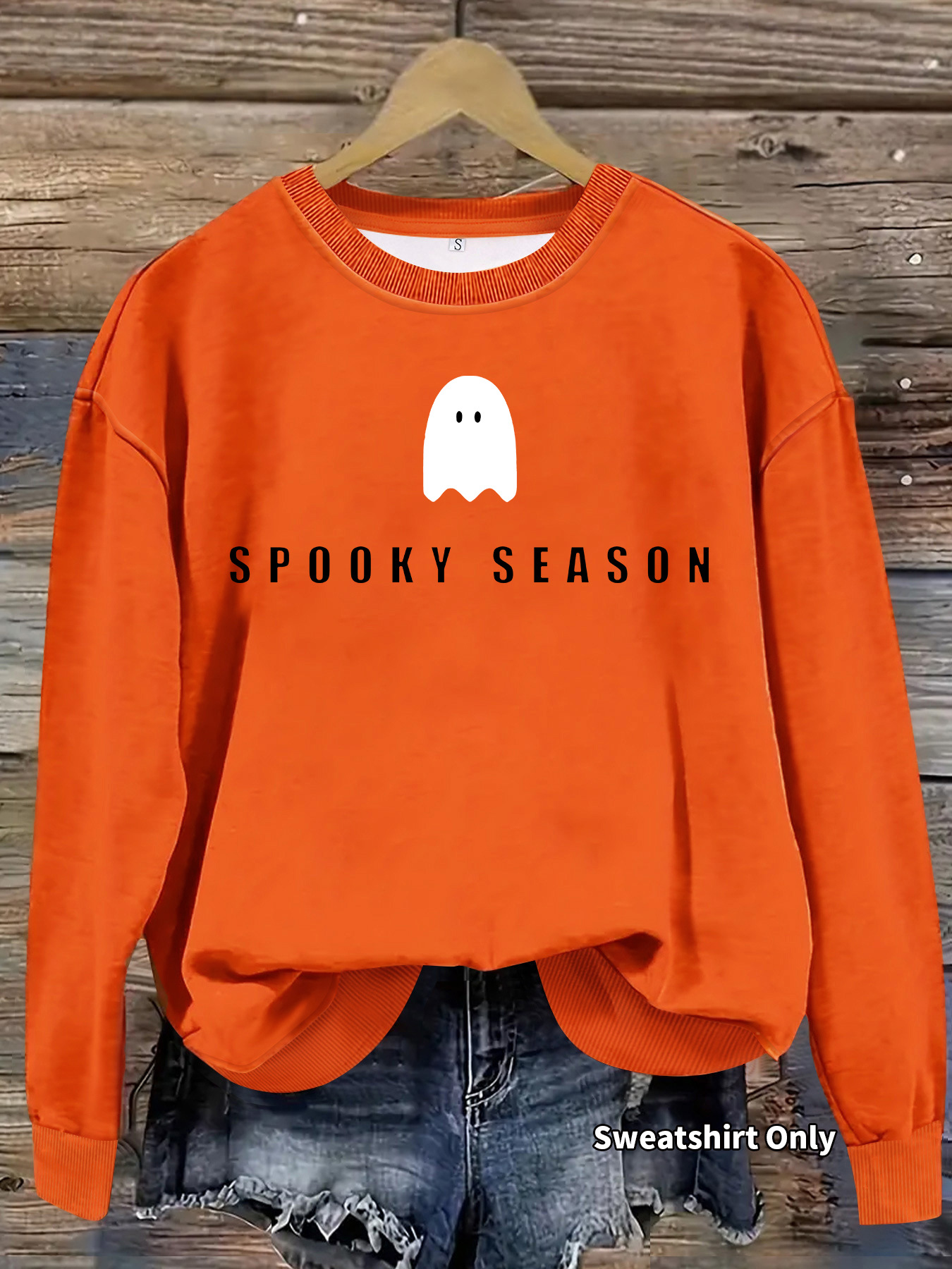 Loose casual women's sweatshirt, Halloween horror season print, new export women's crewneck sports sweatshirt