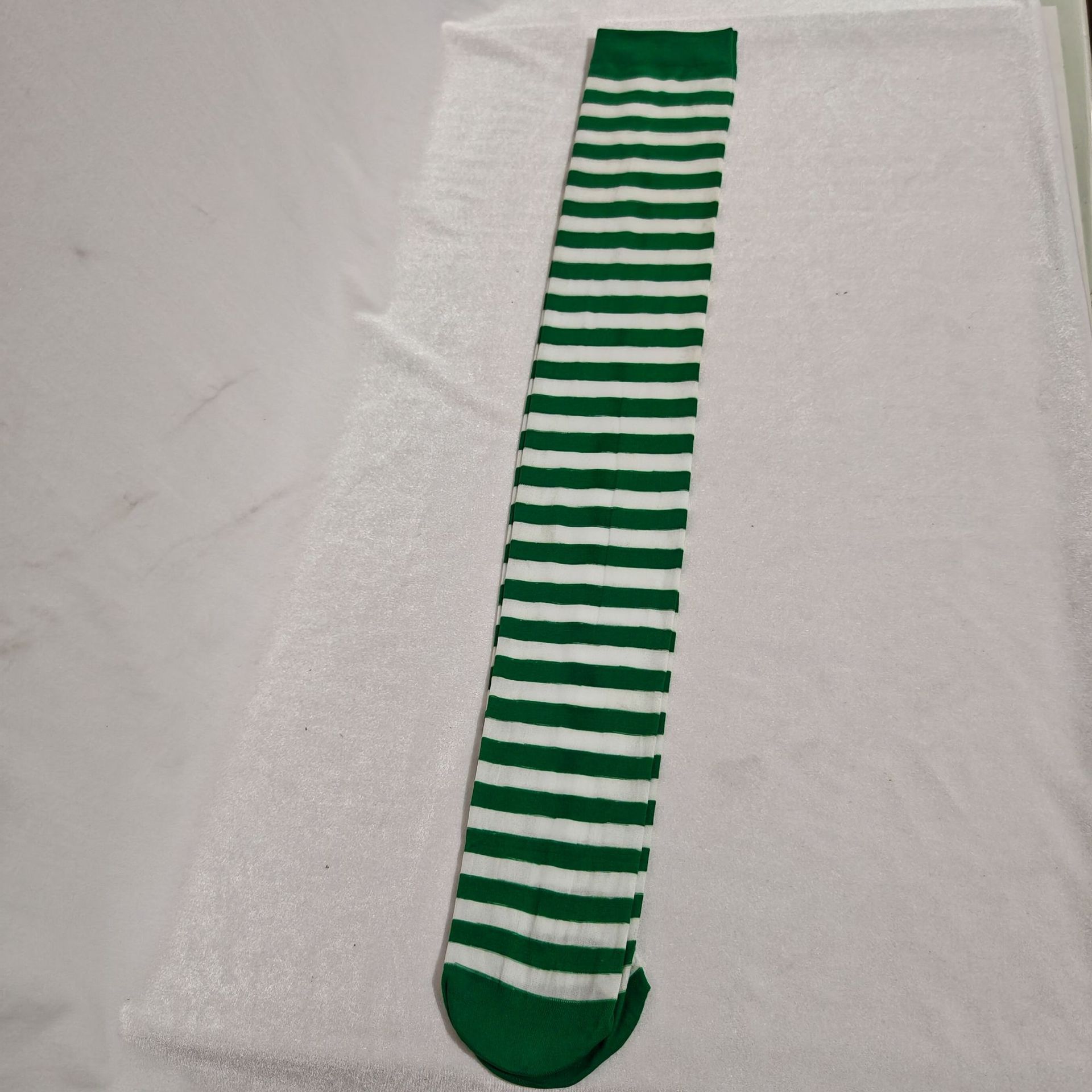 Picture of Christmas Kidsren's Stripesd Foot Socks Adult Stockings Holiday Party Performance Costumes Green and White Stripesd Over-The-Knee Socks
