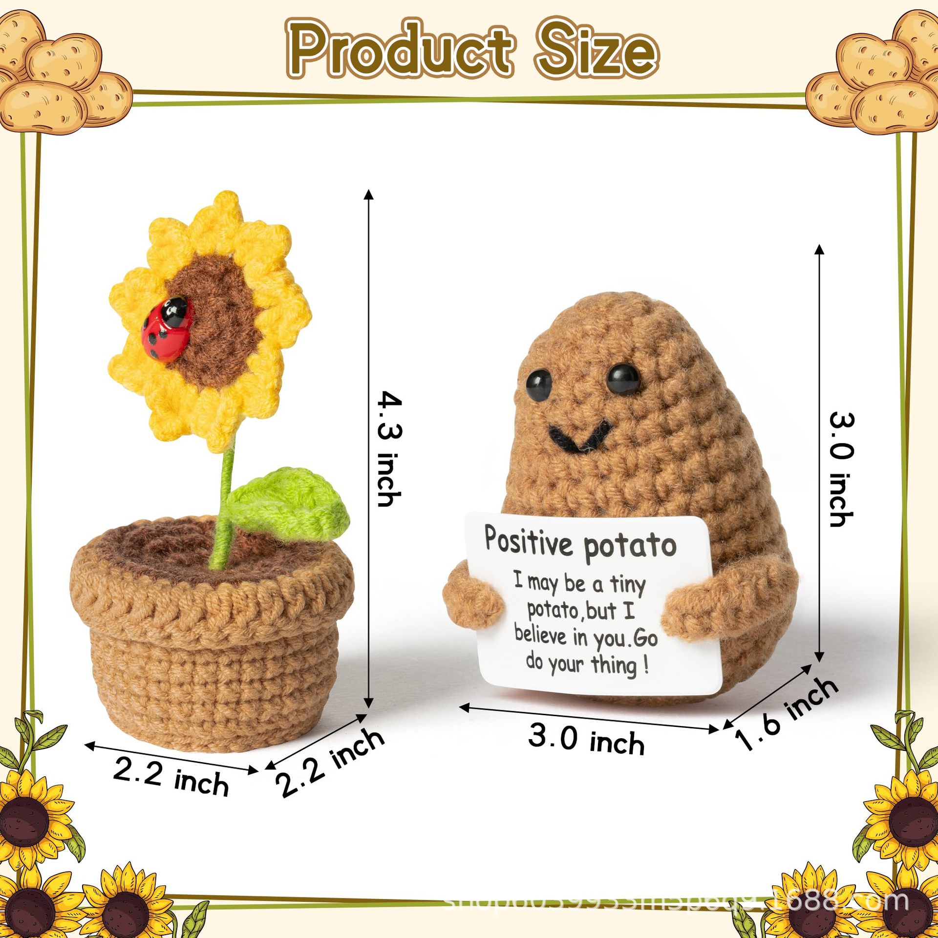 Picture of Amazon hot sale Positive funny potato wool crocheted finished sunflower potted ornaments