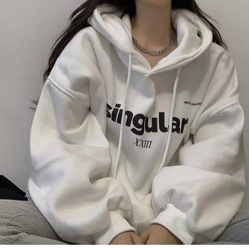 Salt fleece thickened autumn and winter new hooded sweatshirt women's Korean version plus-size jacket loose top student couple outfit
