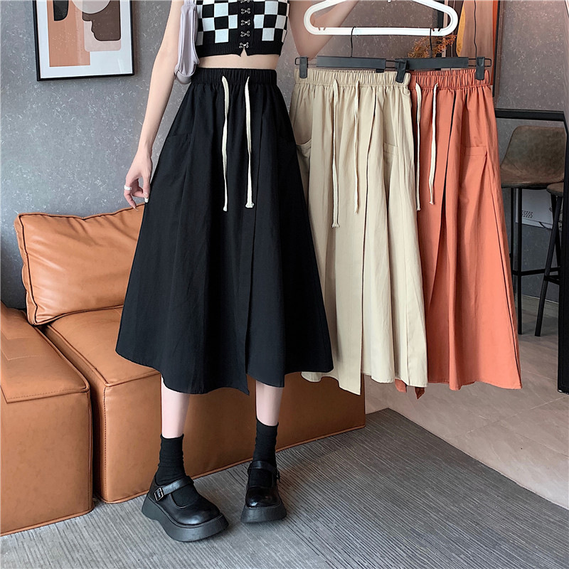 Summer 2024 New Women's Korean-style Slimming Irregular Mid-length A- line Skirt Small Skirt