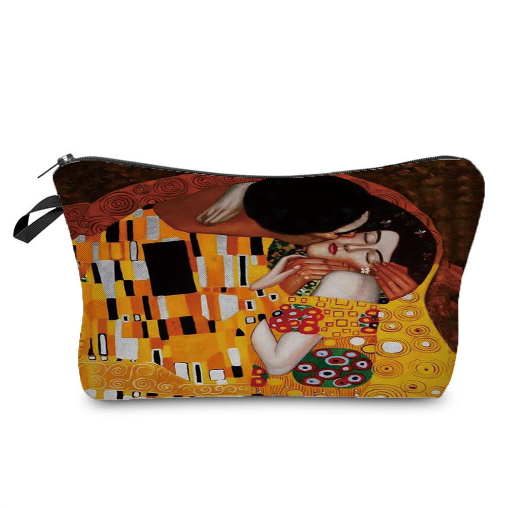 Picture of Personalized fashion cosmetics storage bag new goods wholesale golden oil painting printing cosmetic bag large capacity wash women's bag