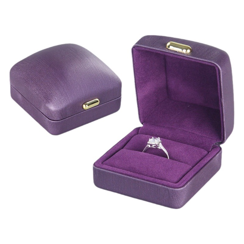 Ready Stock Light Luxury Simple Jewelry Box Pu Jade Gold Jewelry Packaging Box Earring Bracelet Necklace Box