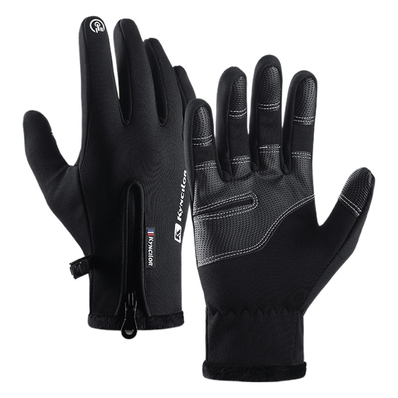 Winter Outdoor Sports Velvet Warm Gloves for Women Five-Finger Windproof Touch Screen Motorcycle Cycling Gloves for Men