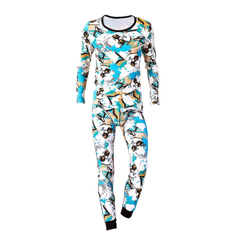 Picture of Men's Thermal Underwear suit Thin Cotton Autumn Clothes Autumn Trousers Young Personality Sports Round Neck Base Shirt Autumn and Winter