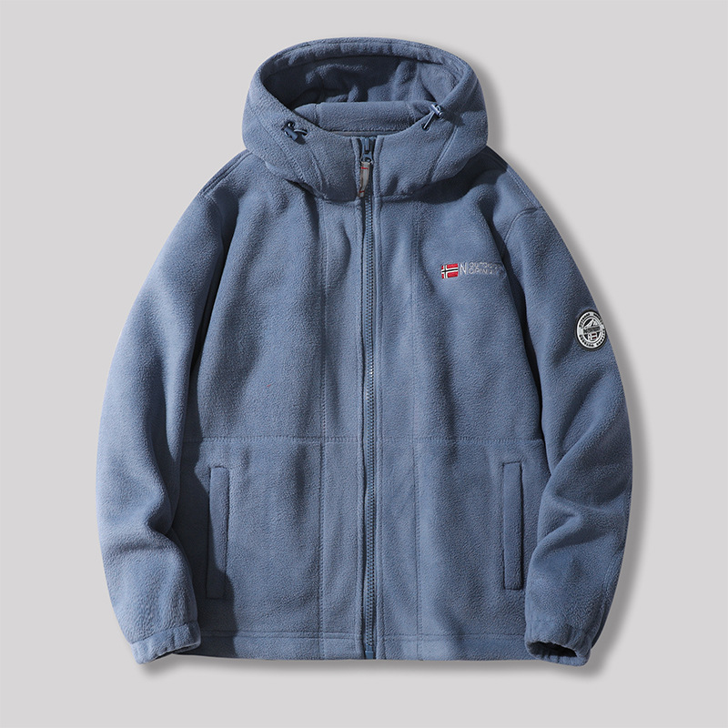 Picture of Exported to Norway hooded padded fleece winter warm double-sided polar fleece extra thick Changshu same couple's top