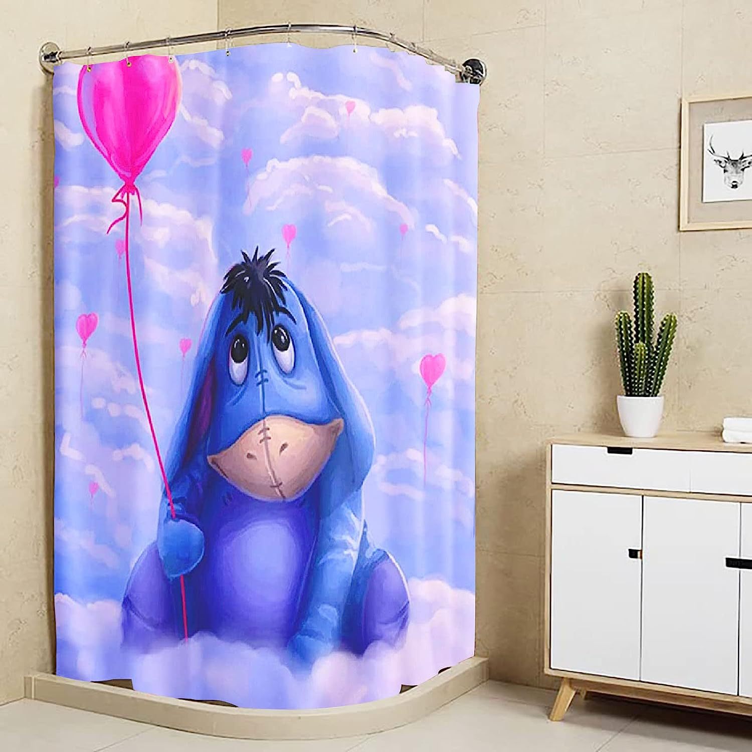 Picture of Cross-border supply non-perforated waterproof shower curtain bathroom partition bathroom thickened printed hanging curtain manufacturers wholesale