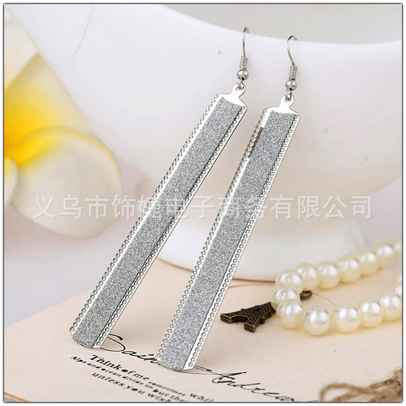 Picture of European and American Fashion Minimalist Nightclub Punk Style Geometric Frosted Strip Shape Earrings Accessories Gifts
