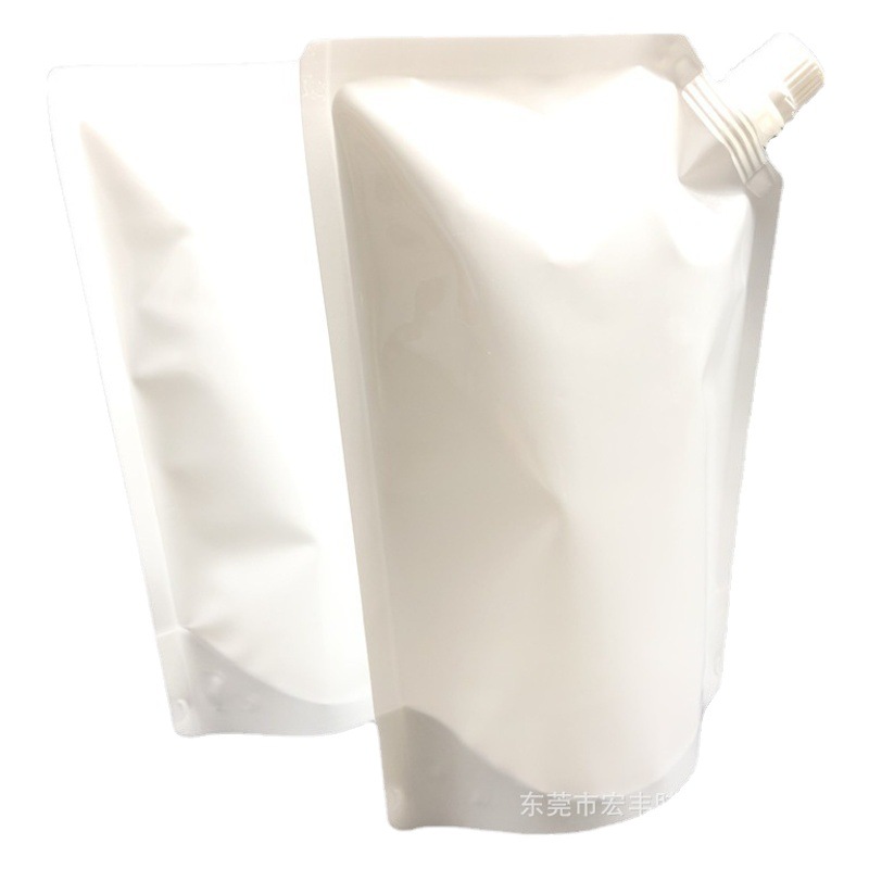 Nylon Leak-Proof 1L Milky White Self-Standing Laundry Detergent Spout Bag with Handle and Carry Hole 2L Hand Sanitizer Packaging Bag for Dispensing