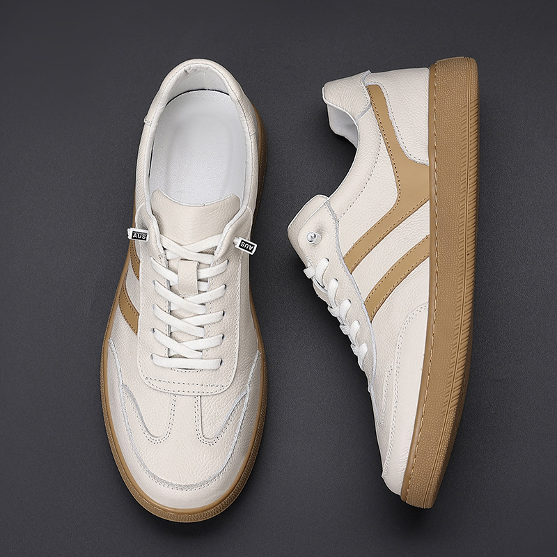 Top layer cowhide autumn new men's casual shoes leather men's training shoes outdoor white shoes men's shoes shoes