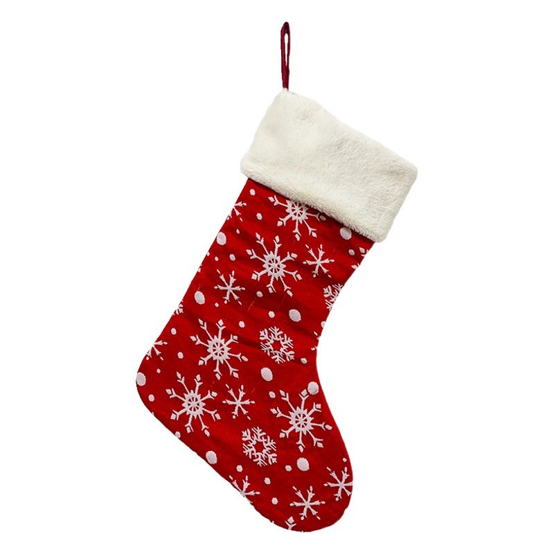 New Christmas Decorations Christmas Socks Gift Bag Home Decorations Large Red Snowflake Christmas Stocking