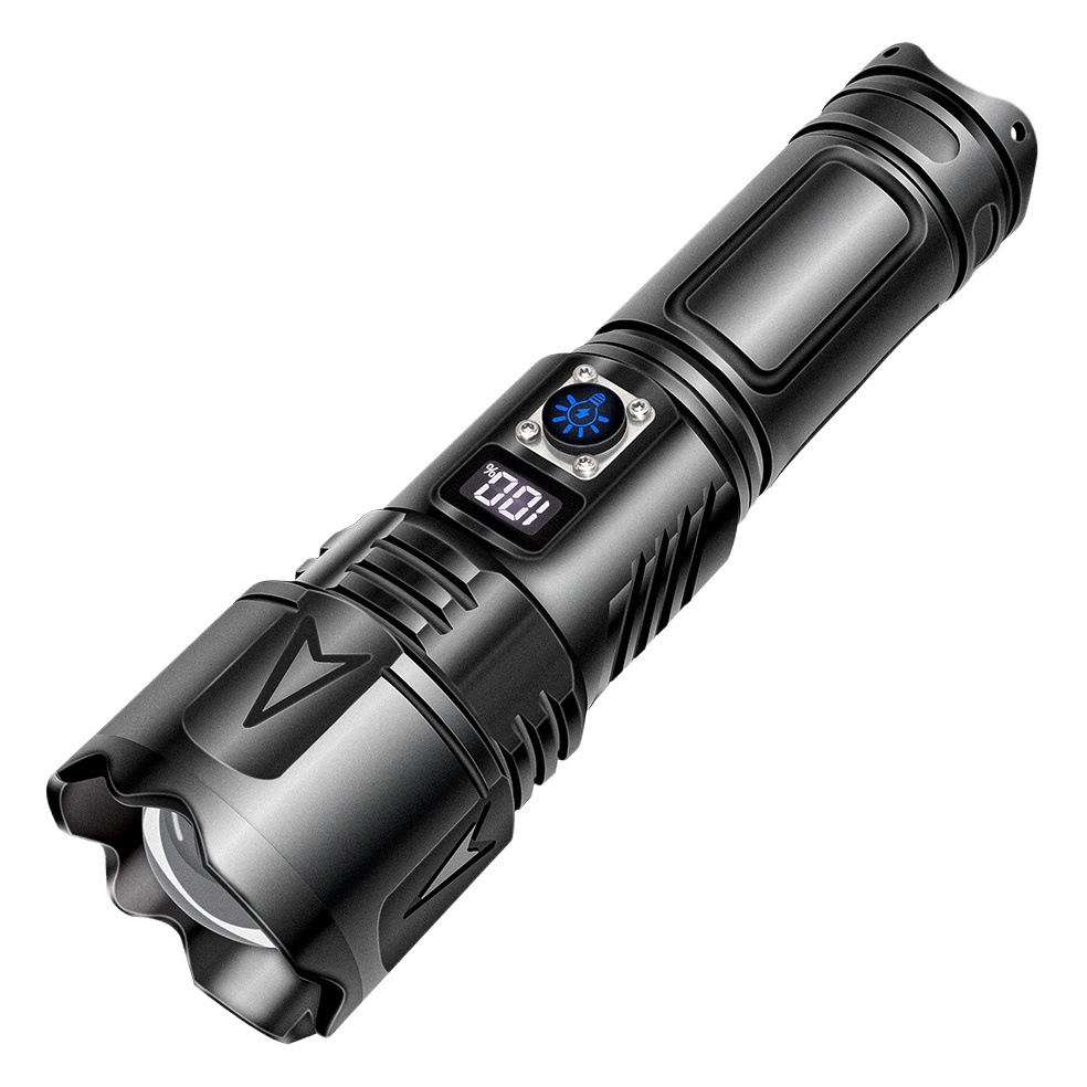 Cross-border trembles strong light long-range digital flashlight outdoor charging super bright flashlight emergency flashlight factory wholesale