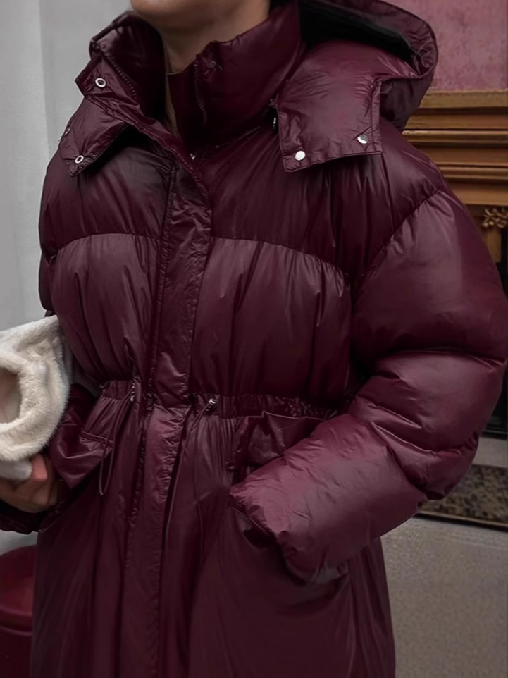 In Stock - Cross-Border 2024 Autumn and Winter Women's Zippered Comfortable Casual Brown Hooded Drawstring Thickened Cotton Jacket