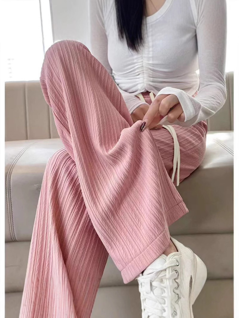 Picture of Seven-Color Cloud Pants for Women 2025 Summer High-Waisted Pleated Draped Floor-Length Wide-Leg Pants Popular Pink Straight Pants for Women