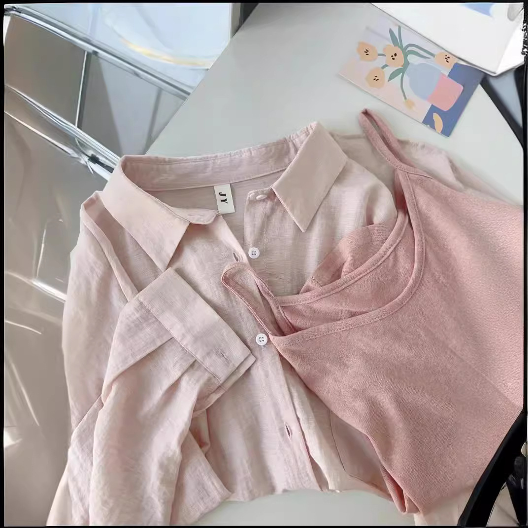 Looking forward to summer ~ French cotton and linen sunscreen shirt women's cotton and linen thin shirt high-grade anti-wrinkle long sleeve coat