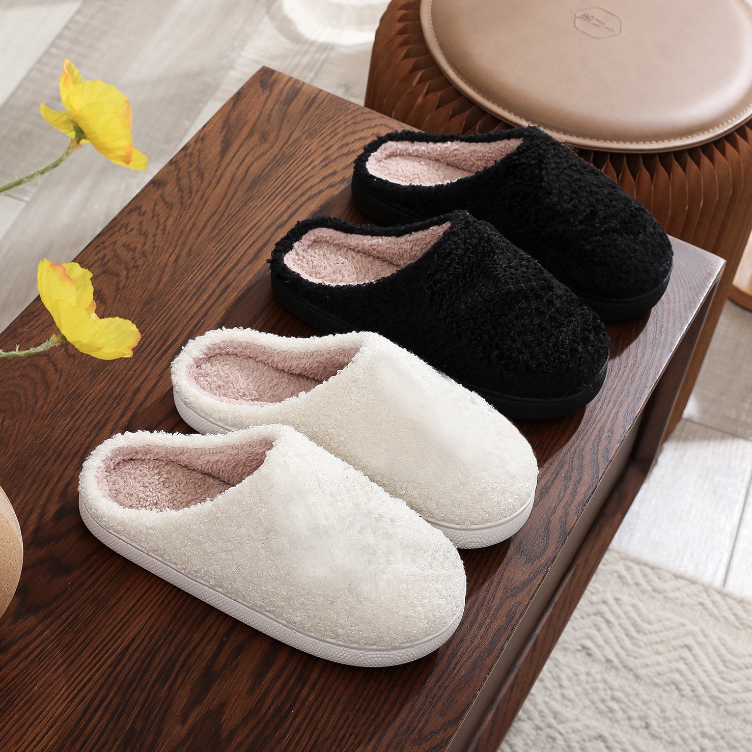 DIY cross-border cotton slippers men and women home winter indoor wool slippers plus size wholesale ESTY processing small order