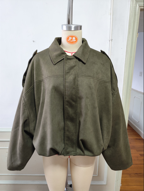 Spring 2025 New Women's Fashion All-match Suede High-end Aviator Jacket Coat