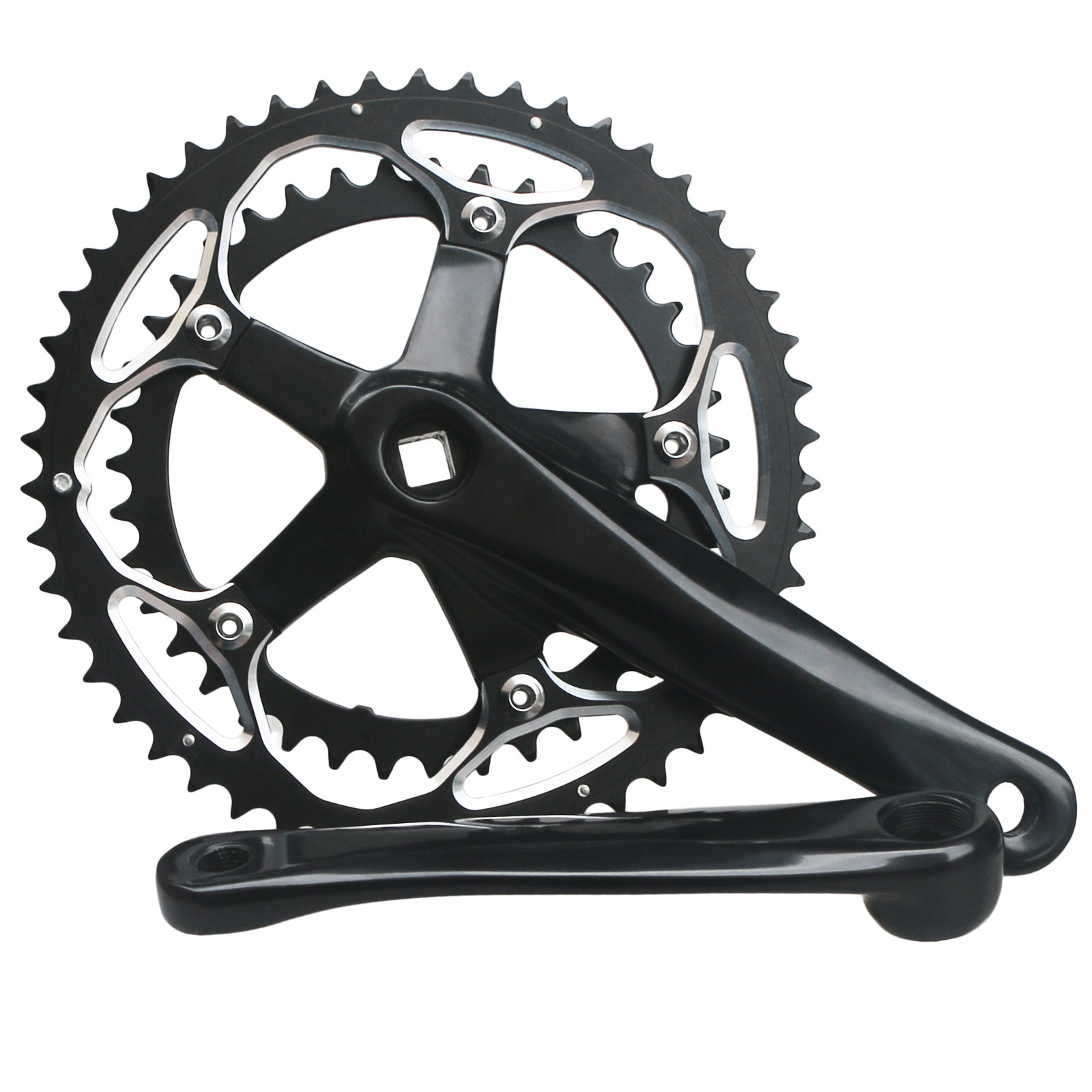 Bicycle square hole crank road bike non-integrated tooth plate 74-130BCD folding bike aluminum alloy 170mm double plate