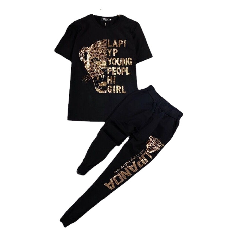 Summer Cross-border Western Style Suit Women's New Retro Niche Design Sense Fashion Hot Drilling Fat MM Short-sleeved Two-piece Suit