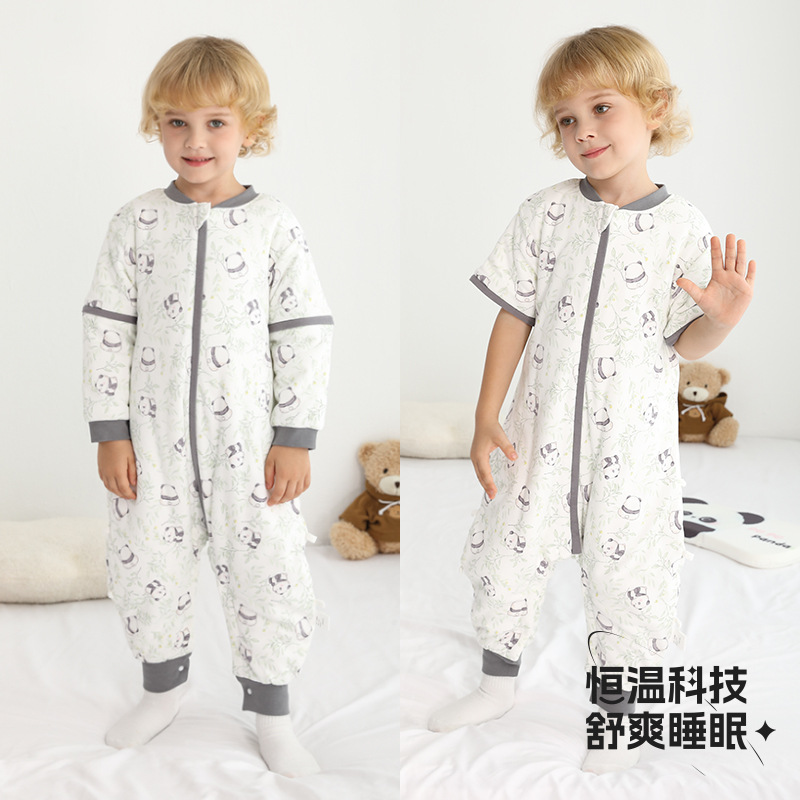 Picture of Baby Sleeping Bag Spring and Autumn Constant Temperature Detachable Sleeve Kick-proof Sleeve 1-6 Year Old Baby Leg Pajamas Air-conditioned Room Jumpsuit