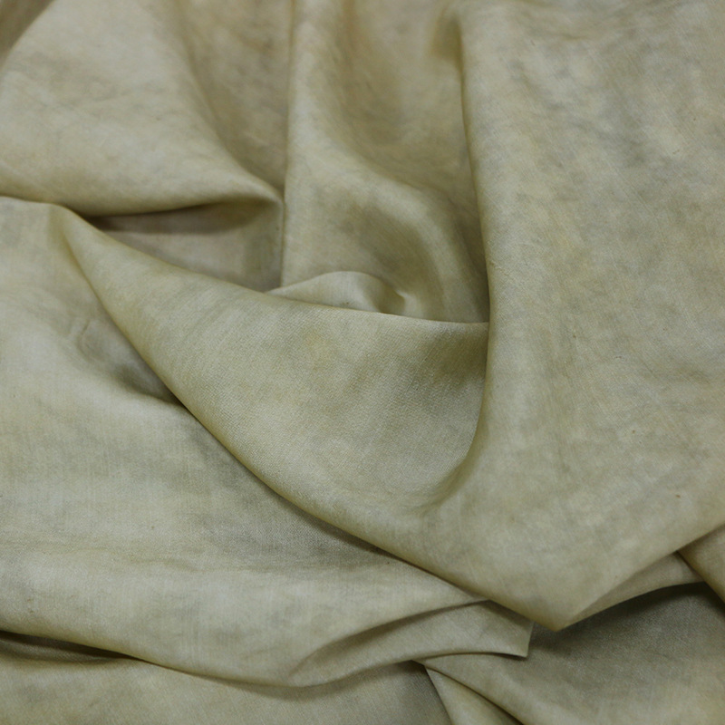 Picture of Dirty Khaki 5023B Tussah Silk Old Material Fried Color Fabric 130 Wide Tussah Silk Skirt Vest Shirt Fabric