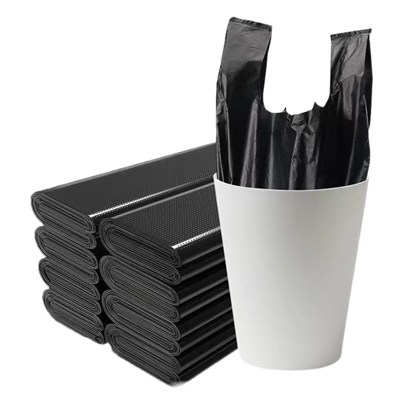 Black garbage bag disposable household portable vest thickened extra large plastic bag kitchen garbage bag wholesale