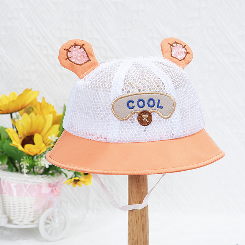 Picture of 0-2 years old baby New basin hat summer sunscreen breathable net hat travel sun hat mesh children fisherman hat