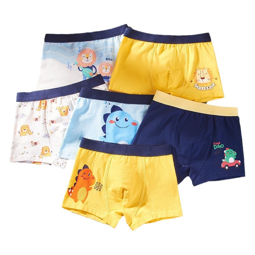 One piecechildren's underwear boys' fine shuttle cotton boxers baby middle and big children's boxer shorts do not clip the butt