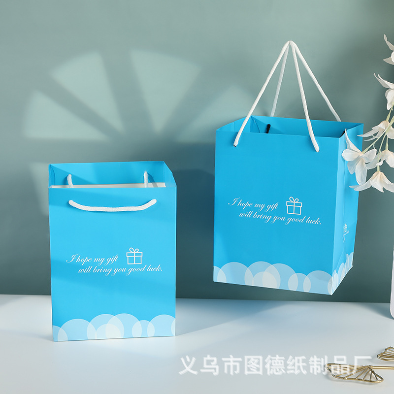 Spot Blue Simple Clothing Store Handbag Artistic Small Fresh Rectangular Gift Bag Creative Shopping Packaging Bag