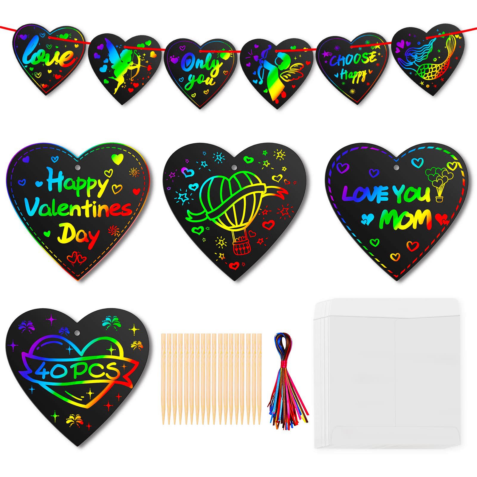 Cross-Border Love Valentine's Day Scratch Painting Art Handmade DIY Colorful Bookmark Children's Scratch Painting Pendant Wholesale