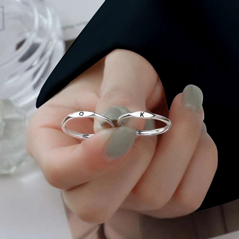 Picture of Lan zhi letter simple Joker explosion new hand jewelry women 925 silver ring does not fade niche design wholesale